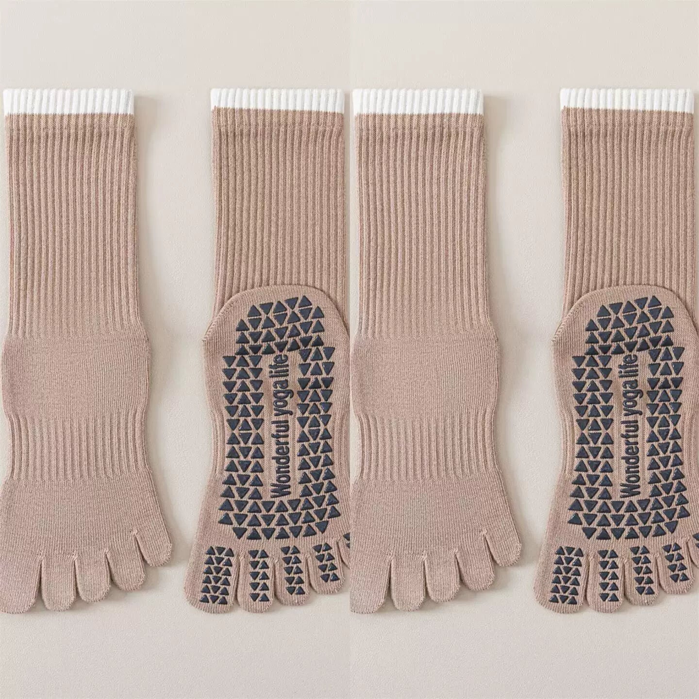 Findszx | Women’s Striped Five-Toe Yoga Socks with Grip for Pilates, Dance & Indoor Fitness