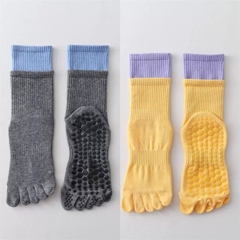 Findszx | Women’s Mid-Calf Five-Toe Yoga Socks with Grip for Pilates, Dance & Indoor Training