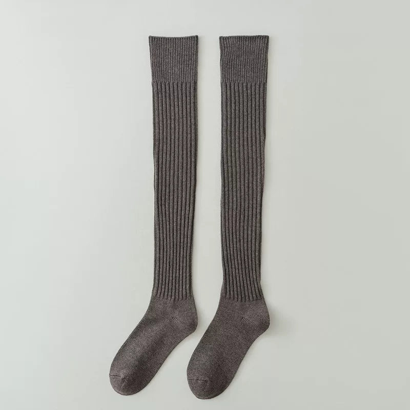 Findszx | Women’s Over-the-Knee Ribbed Cotton Socks with Soft Texture for Autumn & Winter Wear