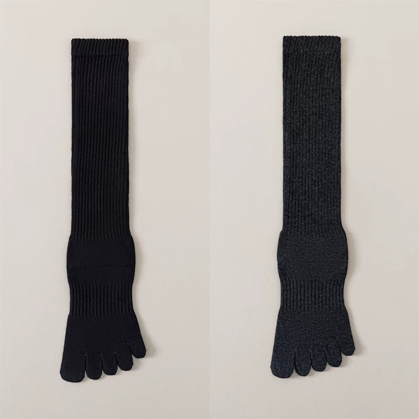 Findszx | Women’s Split-Toe Long Calf Socks in Warm Neutral Tones for Spring & Autumn Styling