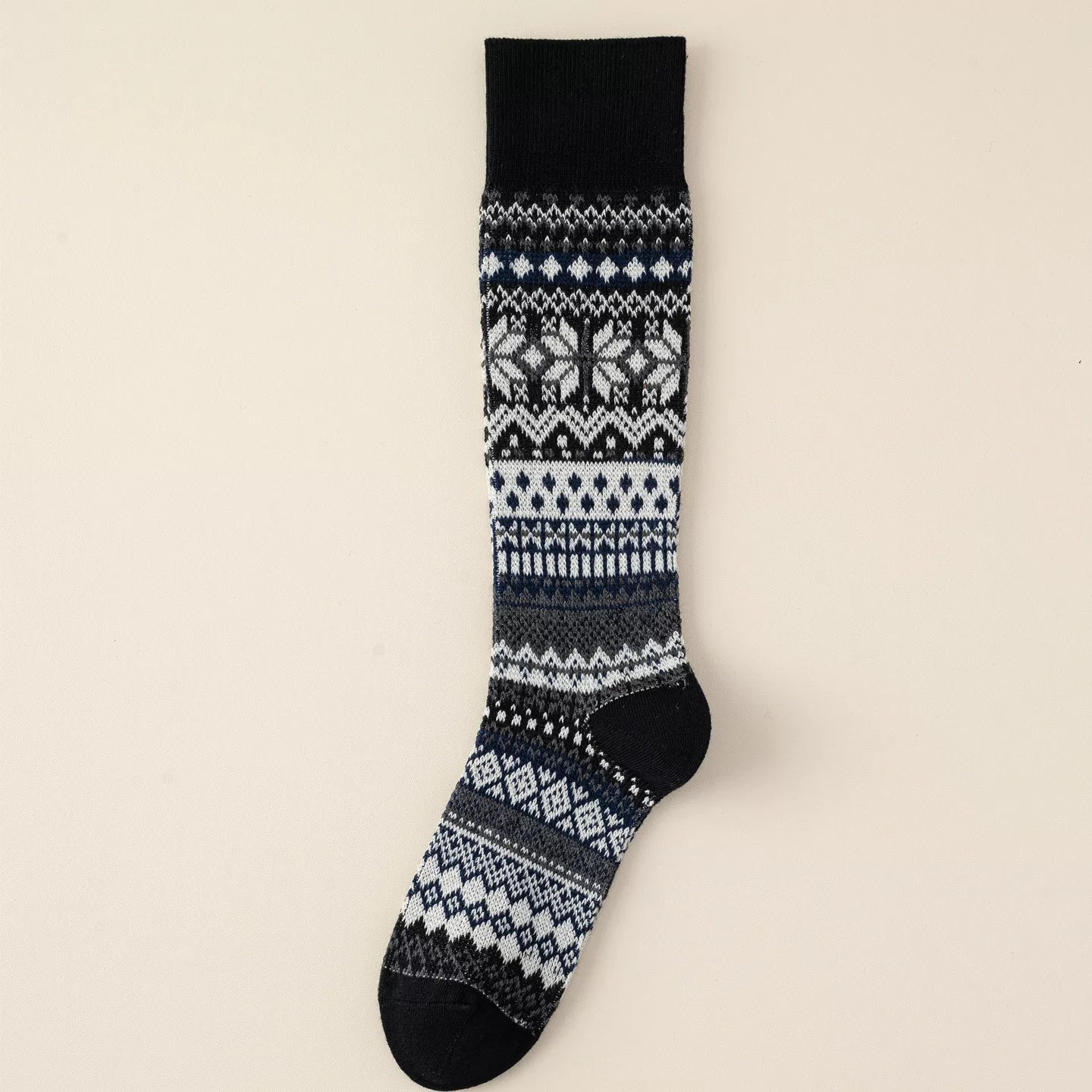 Findszx | Women’s Double-Knit Calf Cotton Socks in Warm Neutral Tones for Autumn & Winter Wear