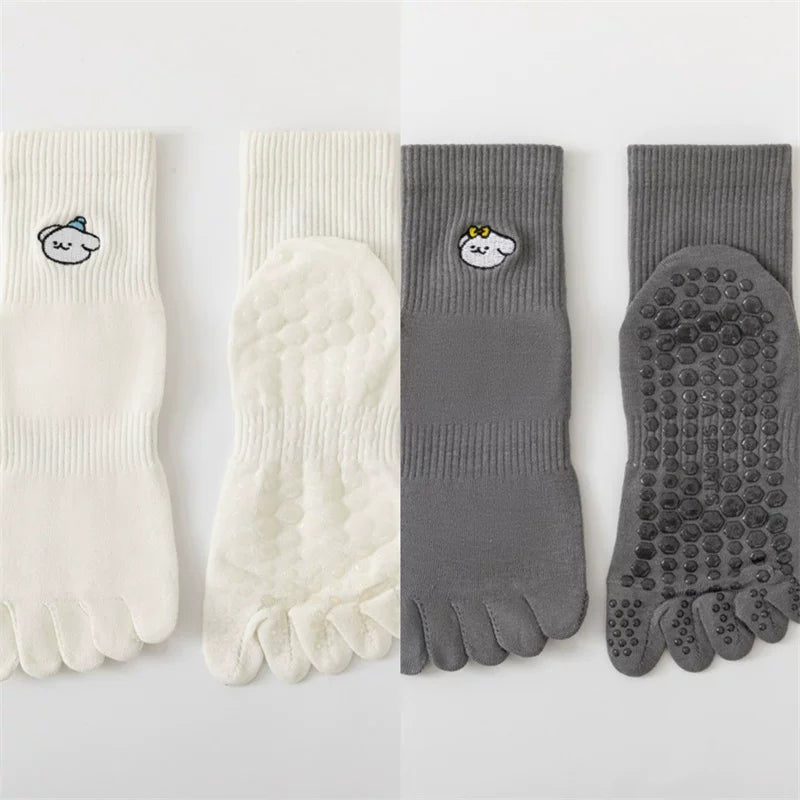 Findszx | Women’s Mid-Calf Five-Toe Cotton Yoga Socks with Grip for Pilates & Indoor Training