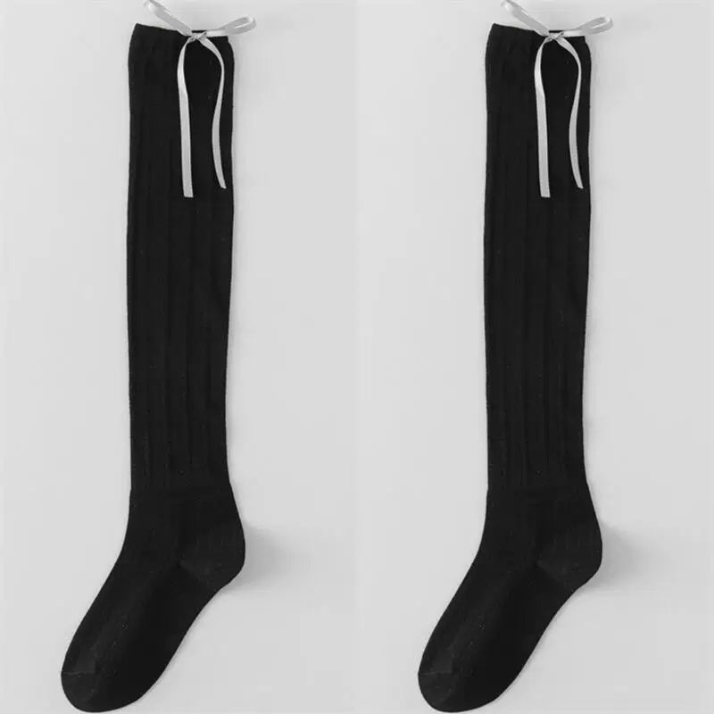 Findszx | Women’s Ballet-Inspired Hollow Knit Calf Socks with Bow Detail for Spring & Summer Wear