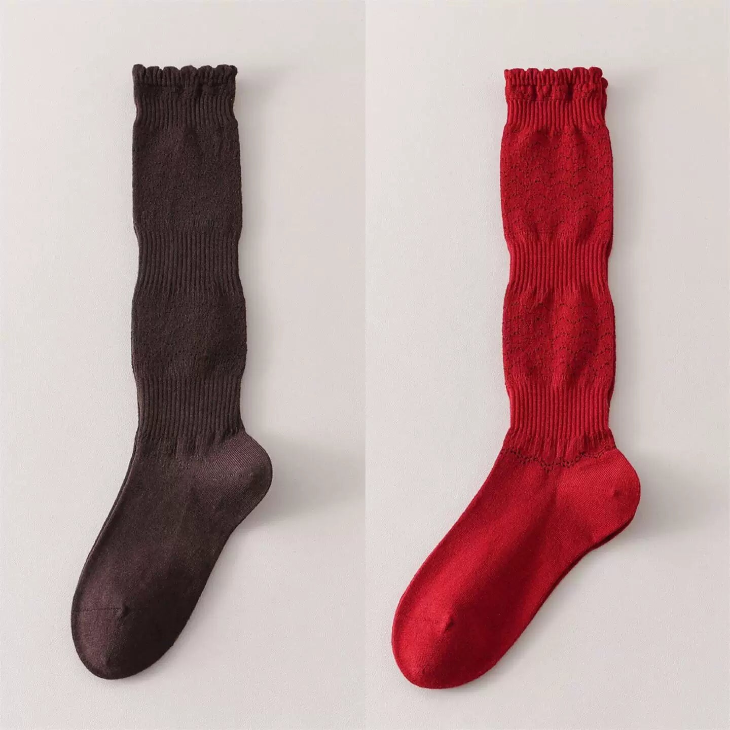 Findszx | Women’s Merino Wool Lace Calf Socks with Open-Knit Texture for Everyday Fashion Wear