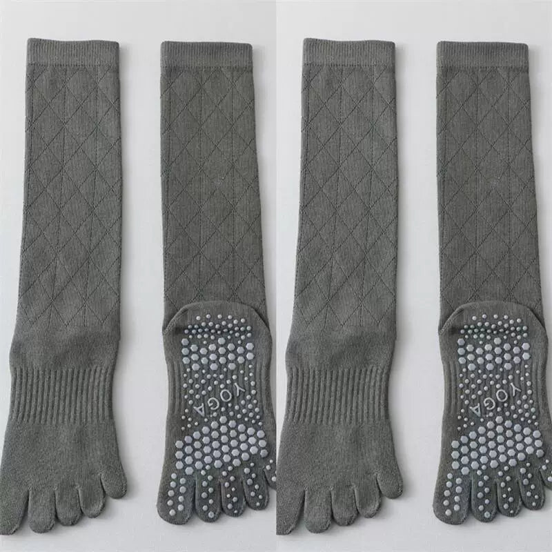 Findszx | Women’s Lightweight Long-Calf Five-Toe Yoga Socks with Grip for Pilates & Indoor Training