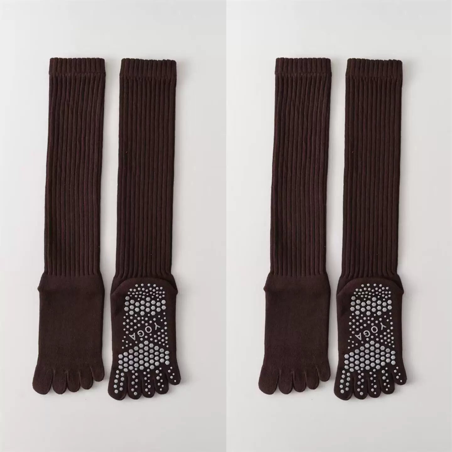 Findszx | Women’s Warm Long-Calf Five-Toe Yoga Socks with Grip for Pilates & Indoor Fitness