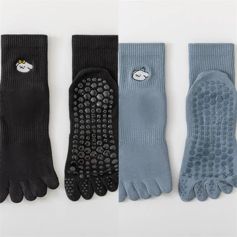 Findszx | Women’s Mid-Calf Five-Toe Cotton Yoga Socks with Grip for Pilates & Indoor Training