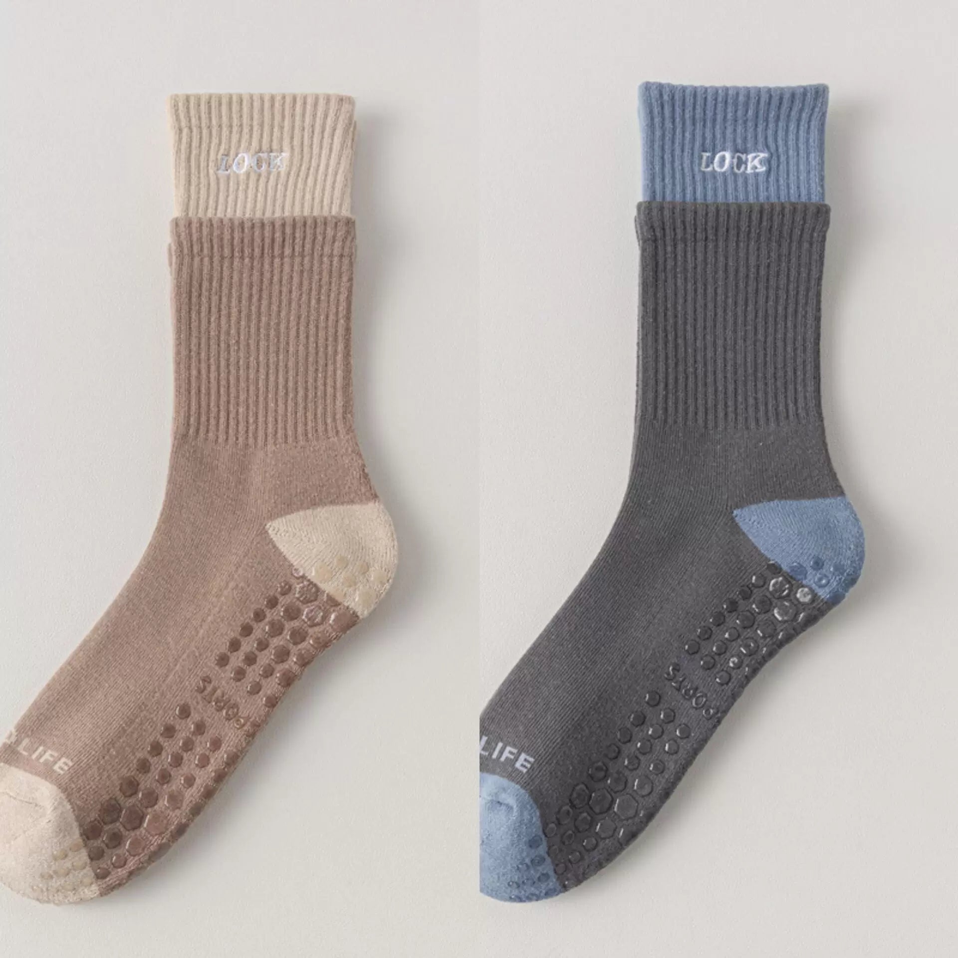 Findszx | Women’s Cushioned Mid-Calf Cotton Yoga Socks with Grip for Pilates & Indoor Fitness