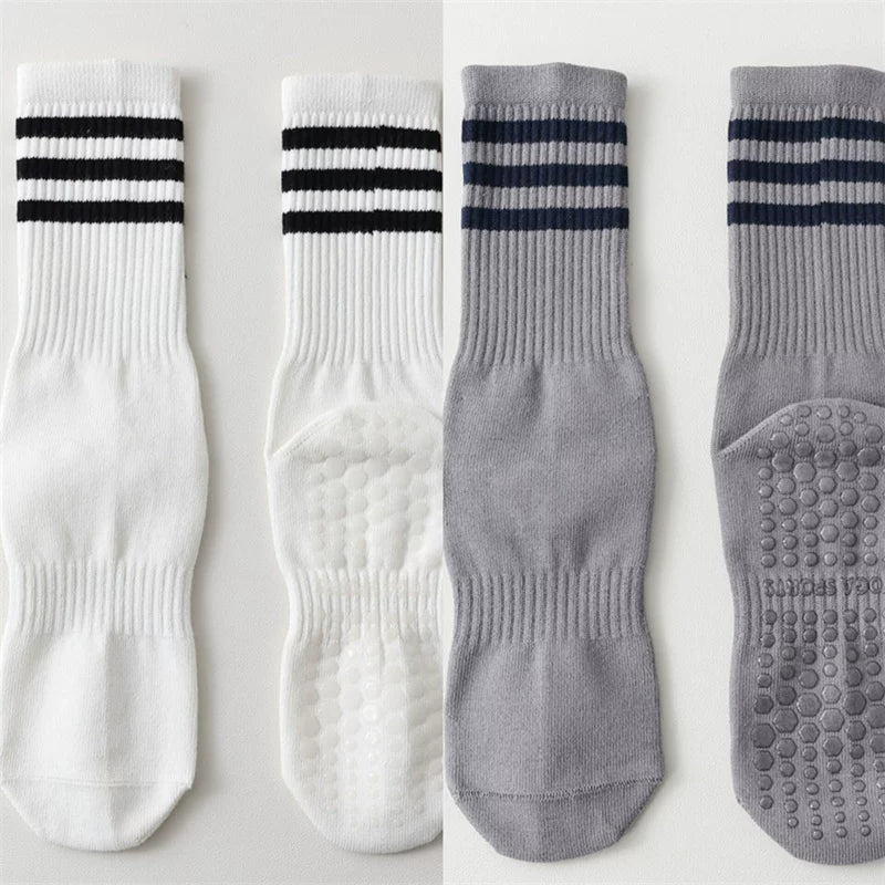 Findszx | Women’s Striped Mid-Calf Yoga Socks with Grip for Pilates, Barre & Indoor Training