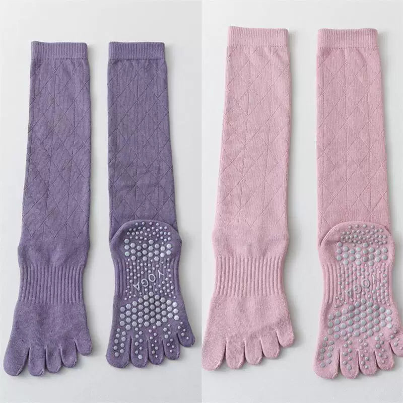 Findszx | Women’s Lightweight Long-Calf Five-Toe Yoga Socks with Grip for Pilates & Indoor Training