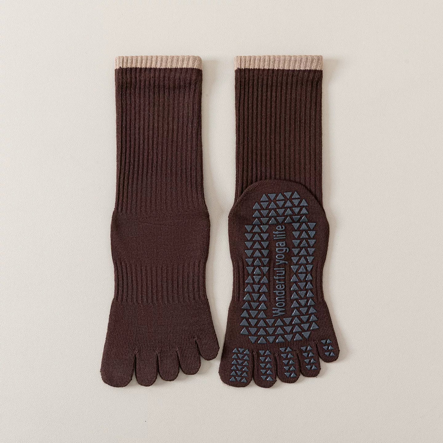 Findszx | Women’s Striped Five-Toe Yoga Socks with Grip for Pilates, Dance & Indoor Fitness