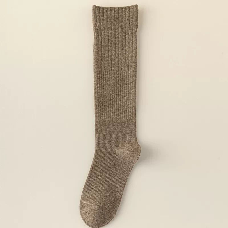 Findszx | Women’s Striped Knee-Length Cotton Socks with Seamless Knit for Spring & Autumn Wear