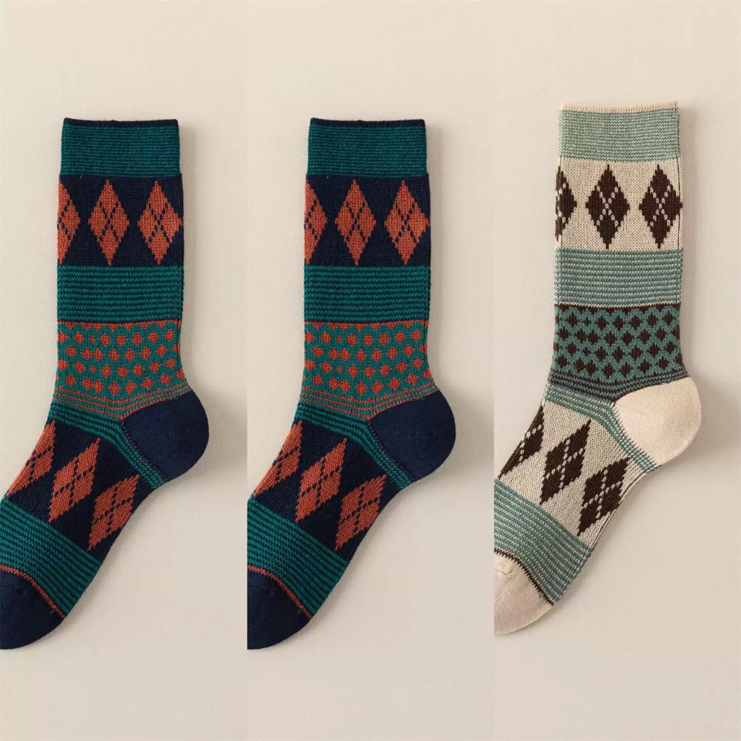 Findszx | Women’s Double-Knit Mid-Calf Cotton Socks with Soft Pile Texture for Spring & Autumn Wear