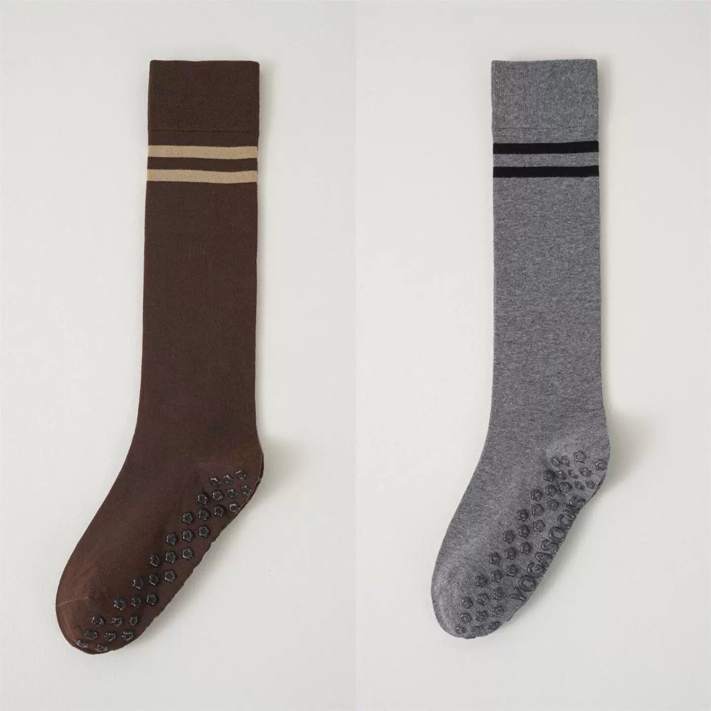 Findszx | Women’s Striped Long-Calf Yoga Socks with Grip for Pilates & Indoor Training