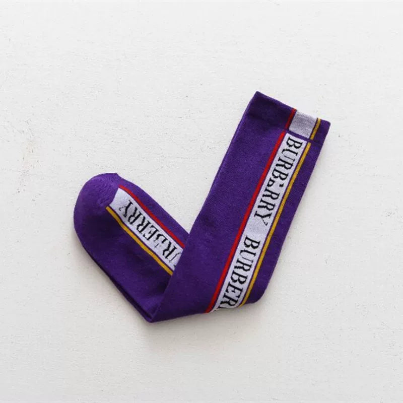 Findszx | Letter Stripe Mid-Calf Socks for Women, Sport-Inspired Knit Design, Spring & Autumn Daily Wear