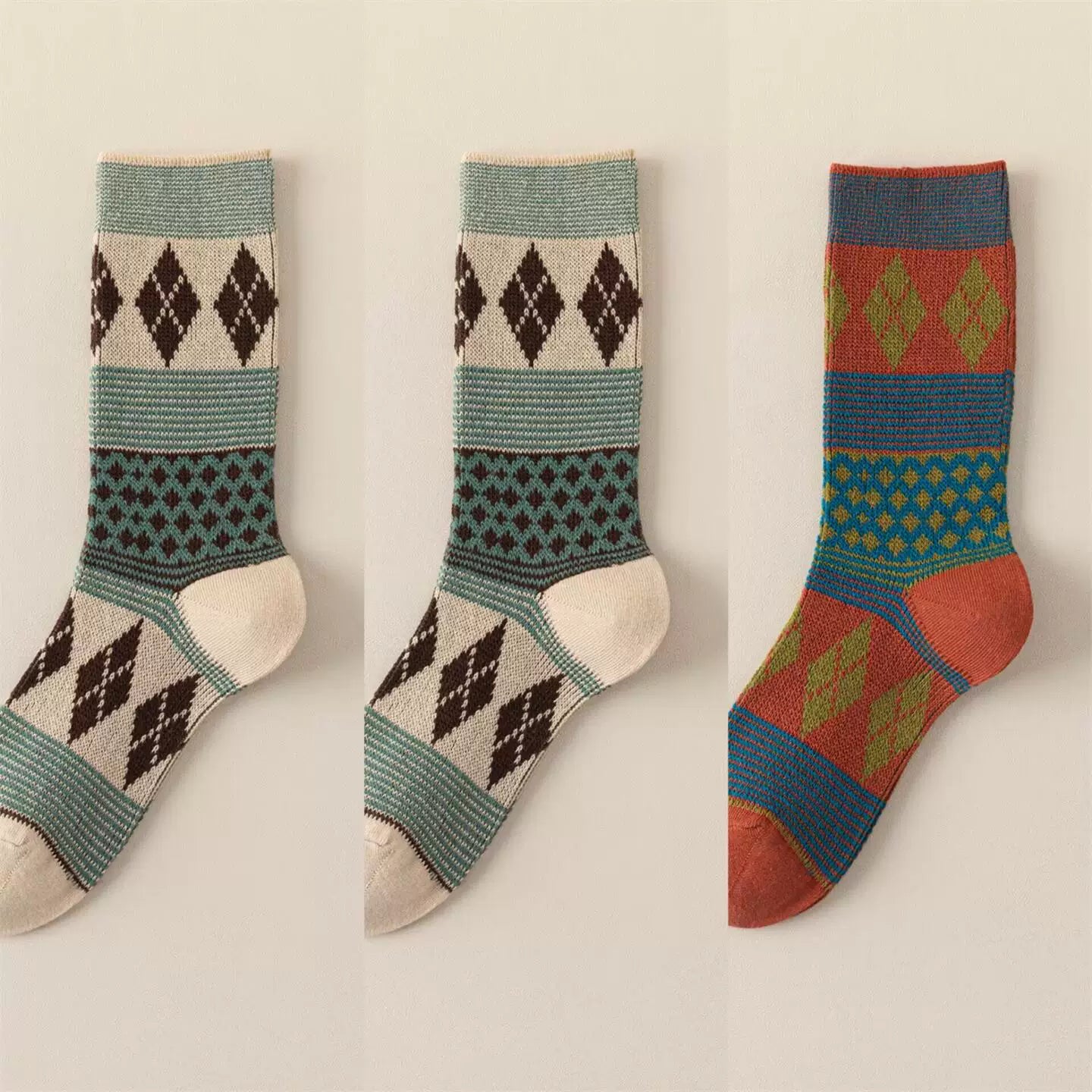 Findszx | Women’s Double-Knit Mid-Calf Cotton Socks with Soft Pile Texture for Spring & Autumn Wear