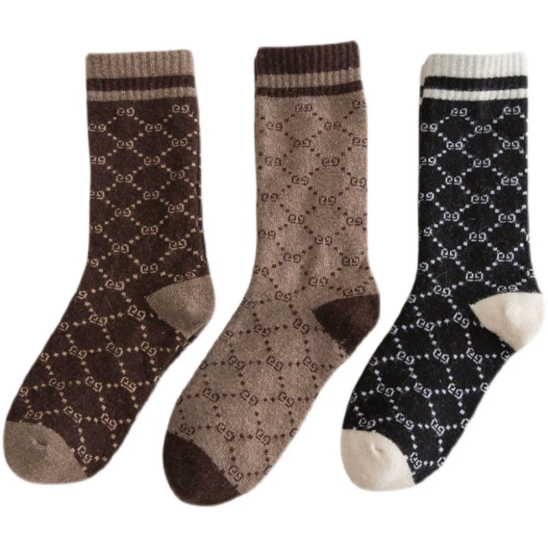 Findszx | Thick Knit Mid-Calf Socks for Women, Soft Textured Design, Autumn & Winter Everyday Wear