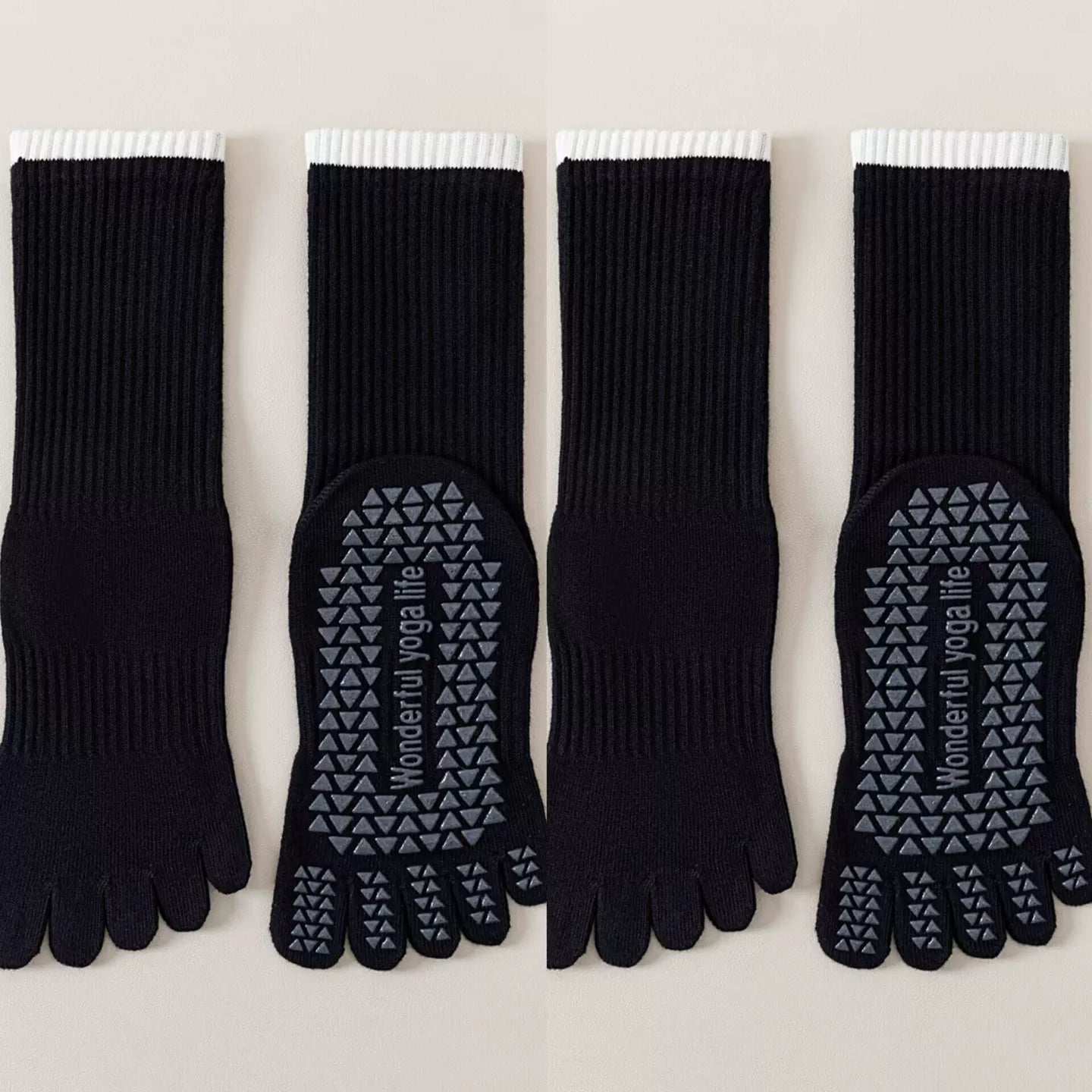 Findszx | Women’s Striped Five-Toe Yoga Socks with Grip for Pilates, Dance & Indoor Fitness