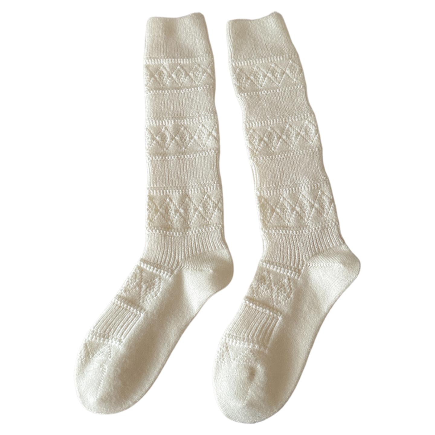 Findszx | Textured Diamond-Pattern Calf Socks for Women, Soft Knit Design, Autumn & Winter Daily Wear