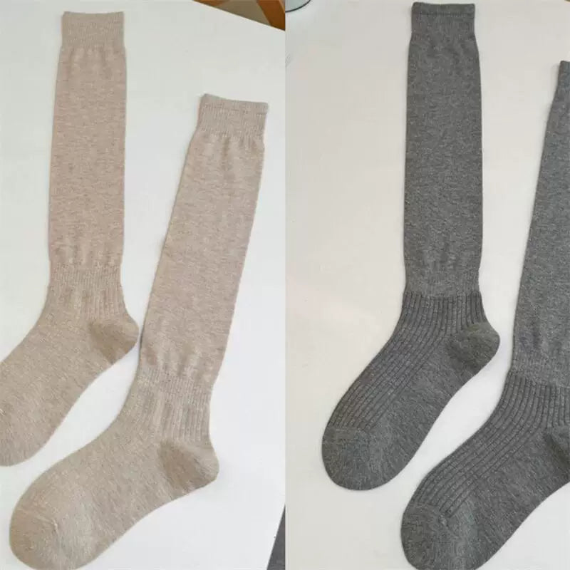 Findszx | Relaxed-Fit Knee-Length Socks for Women, Solid Color Design, Spring & Summer Everyday Style