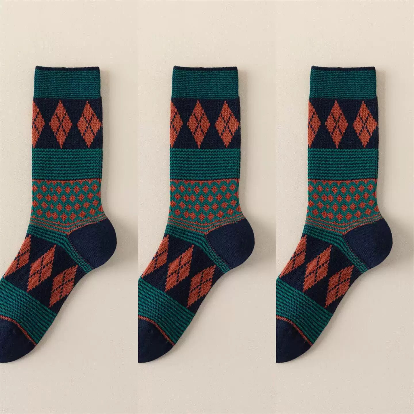 Findszx | Women’s Double-Knit Mid-Calf Cotton Socks with Soft Pile Texture for Spring & Autumn Wear