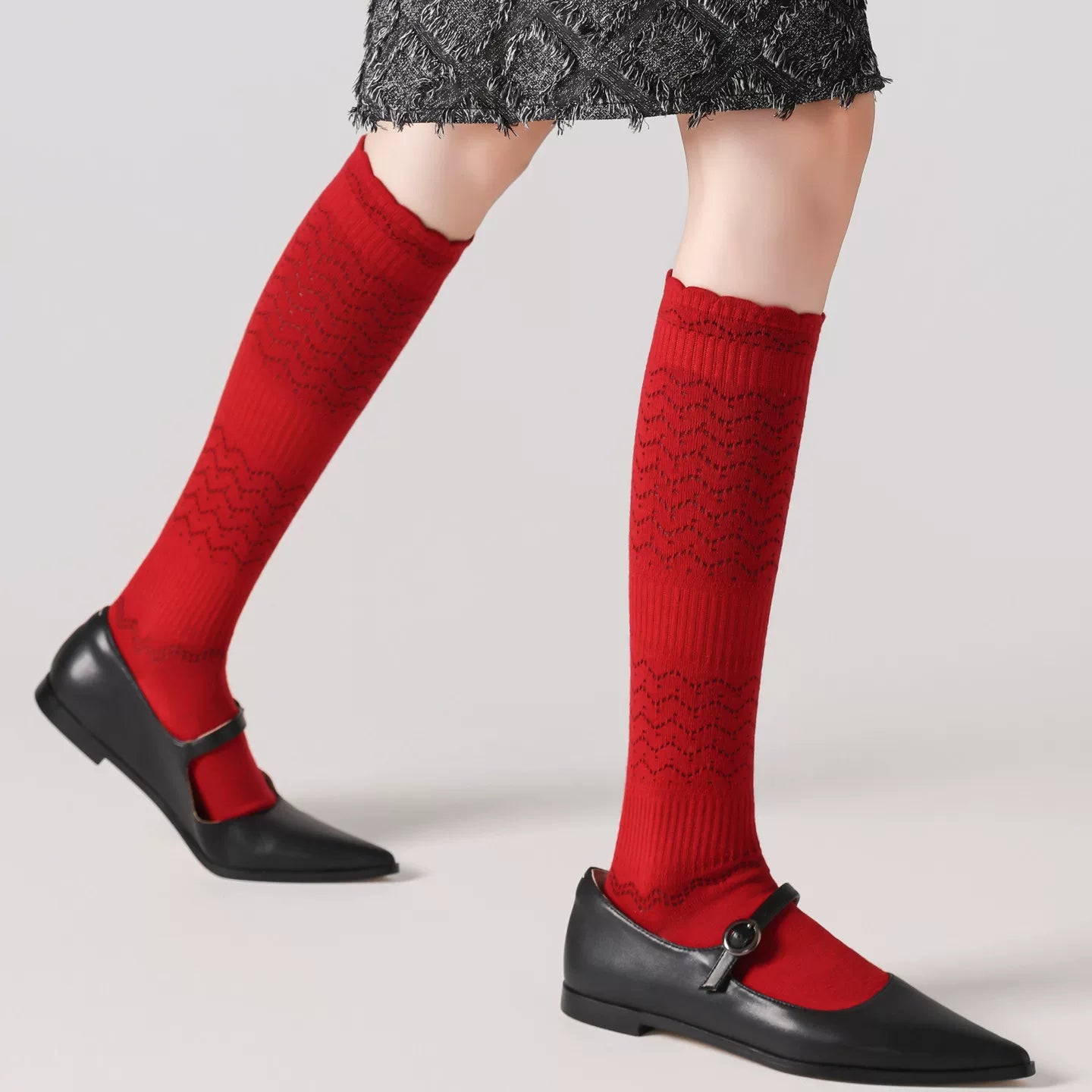 Findszx | Women’s Merino Wool Lace Calf Socks with Open-Knit Texture for Everyday Fashion Wear