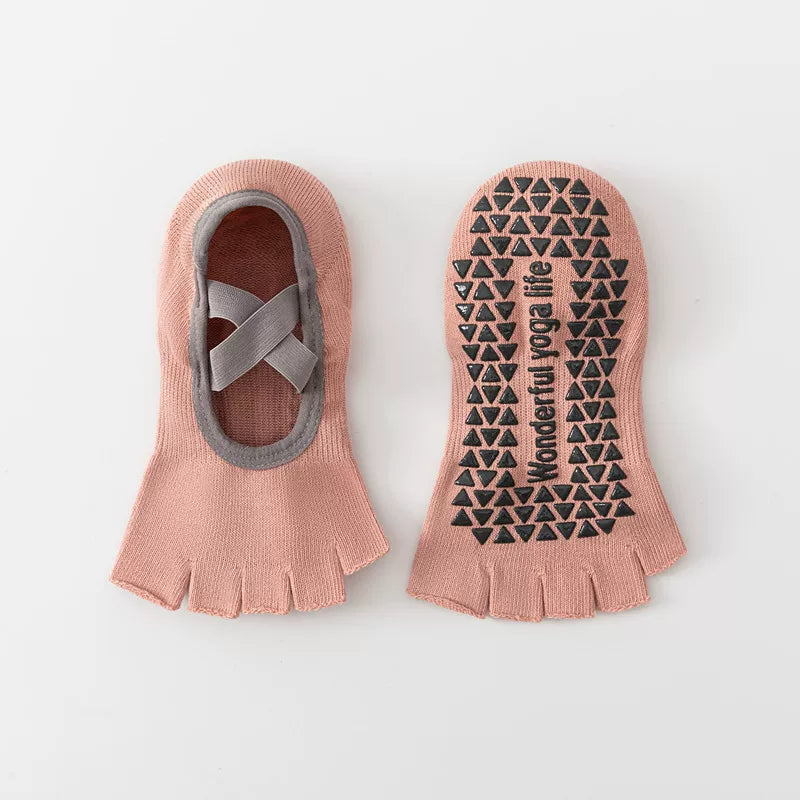 Findszx | Women’s Short-Cuff Open-Toe Five-Toe Yoga Socks with Grip for Pilates & Indoor Fitness