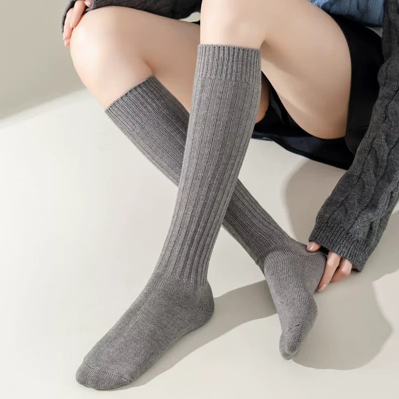 Findszx | Women’s Over-the-Knee Ribbed Cotton Socks with Soft Texture for Autumn & Winter Wear