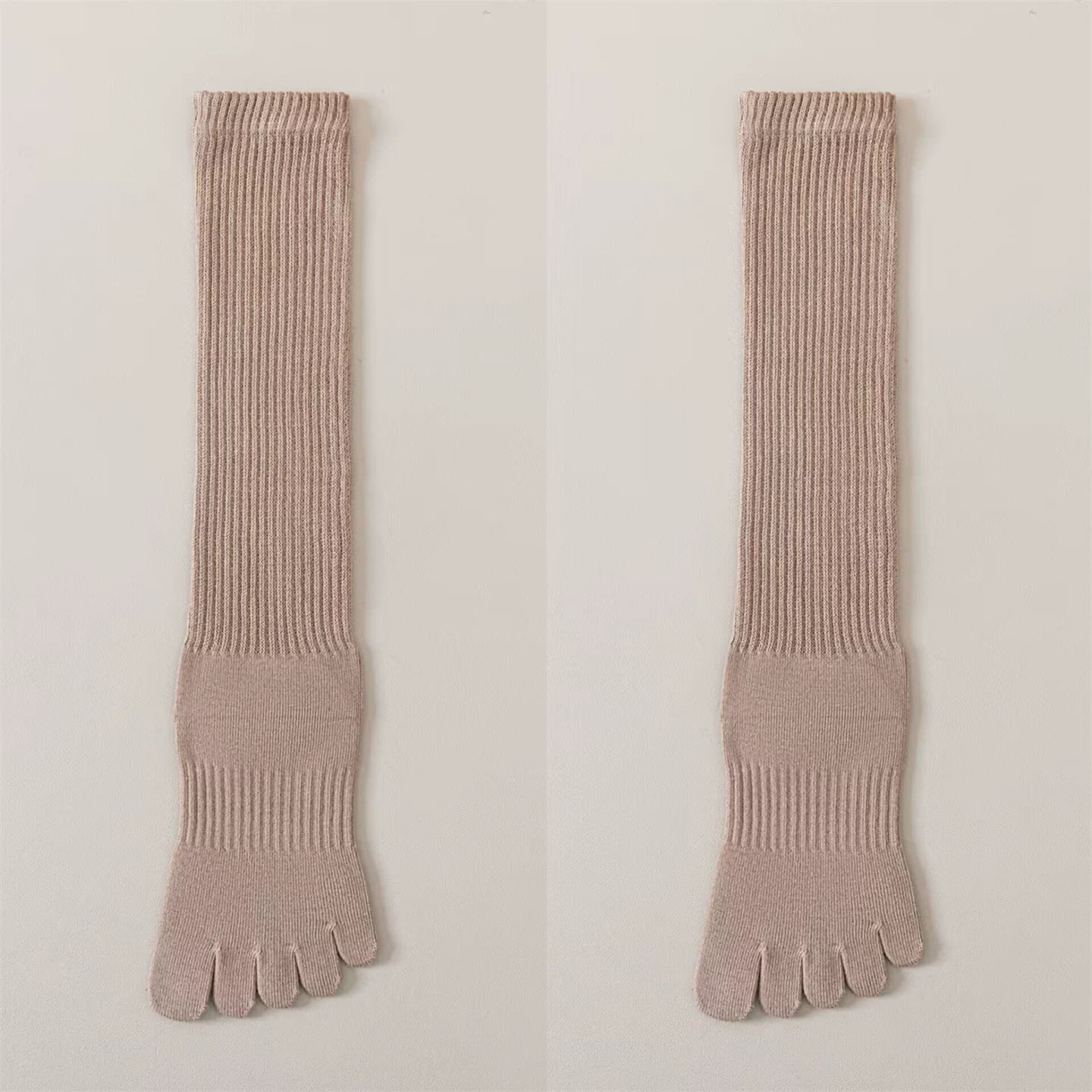 Findszx | Women’s Split-Toe Long Calf Socks in Warm Neutral Tones for Spring & Autumn Styling