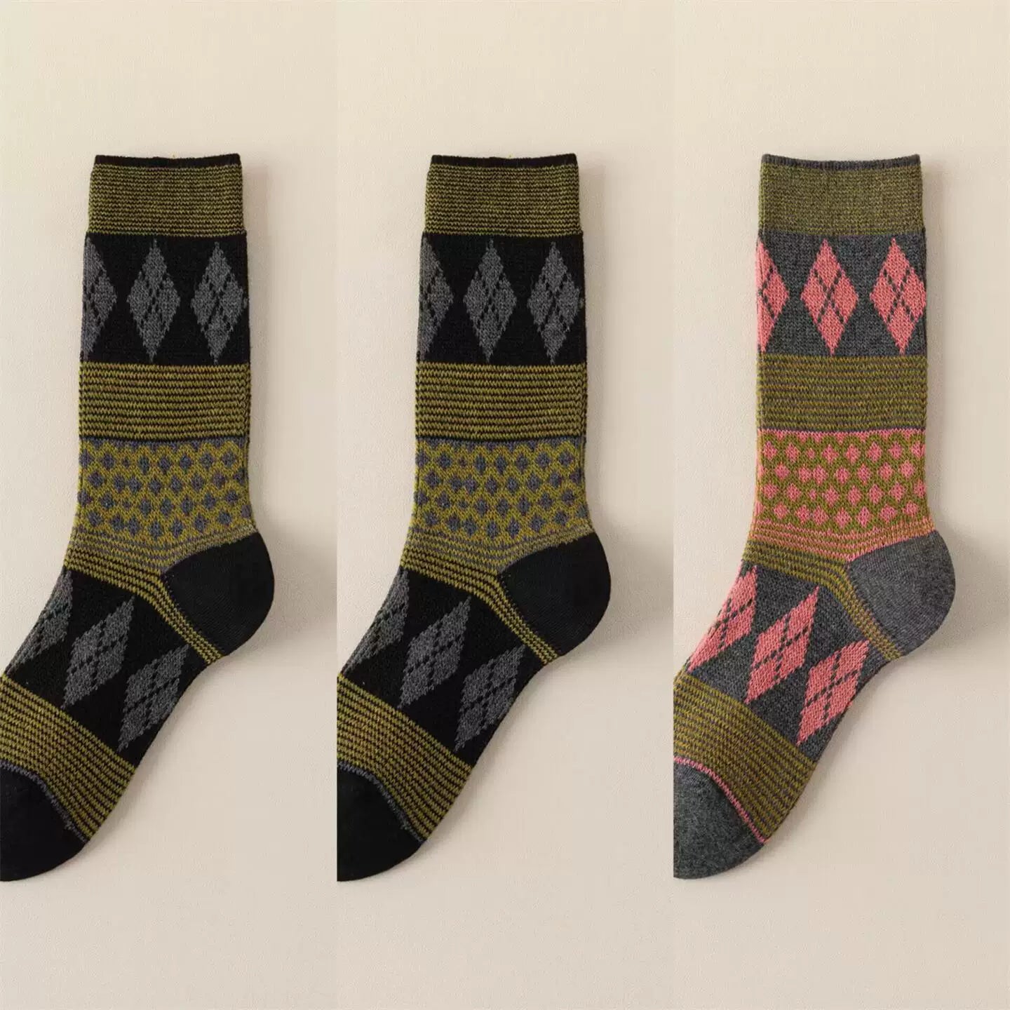 Findszx | Women’s Double-Knit Mid-Calf Cotton Socks with Soft Pile Texture for Spring & Autumn Wear