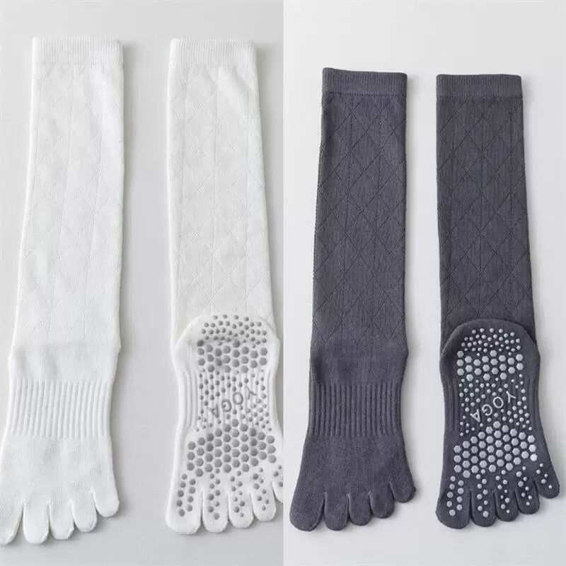 Findszx | Women’s Lightweight Long-Calf Five-Toe Yoga Socks with Grip for Pilates & Indoor Training