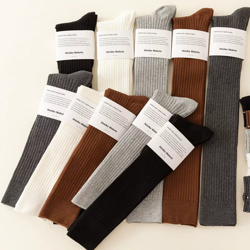 Autumn And Winter Ballet Wide Calf Socks For Women, Korean Version Jk Thickened Long Over-The-Knee Socks, Slim Vertical Strips, Non-Slip High Socks, Cotton