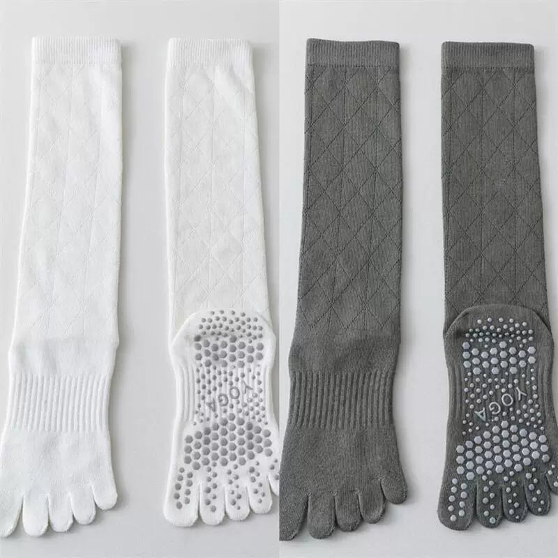 Findszx | Women’s Lightweight Long-Calf Five-Toe Yoga Socks with Grip for Pilates & Indoor Training