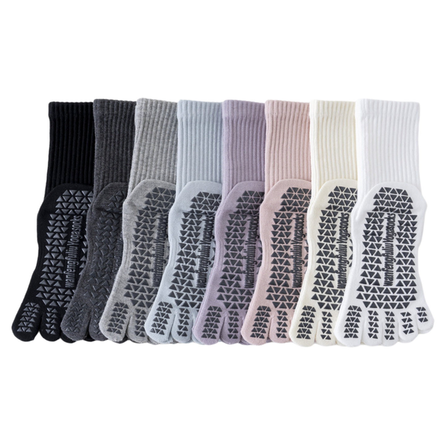 Findszx | Women’s Solid Color Mid-Calf Five-Toe Yoga Socks with Grip for Pilates & Indoor Fitness