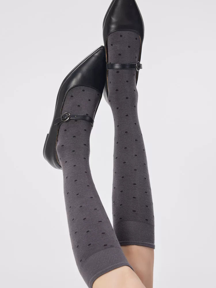 Findszx | Women’s Polka Dot Cotton Calf Socks with Light Pile Texture for Spring & Autumn Wear