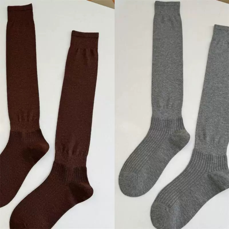Findszx | Relaxed-Fit Knee-Length Socks for Women, Solid Color Design, Spring & Summer Everyday Style