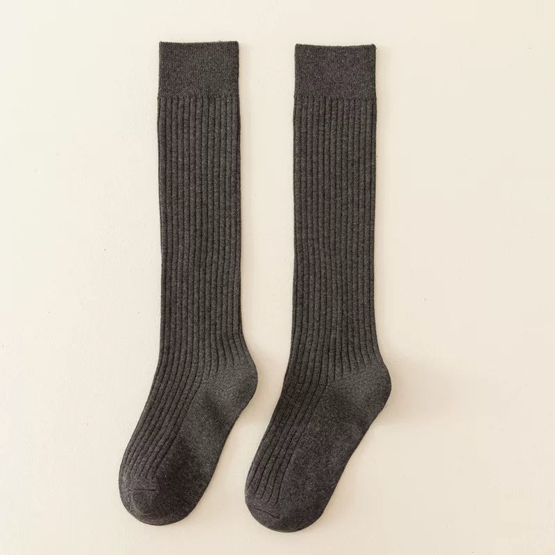 Autumn And Winter Ballet Wide Calf Socks For Women, Korean Version Jk Thickened Long Over-The-Knee Socks, Slim Vertical Strips, Non-Slip High Socks, Cotton