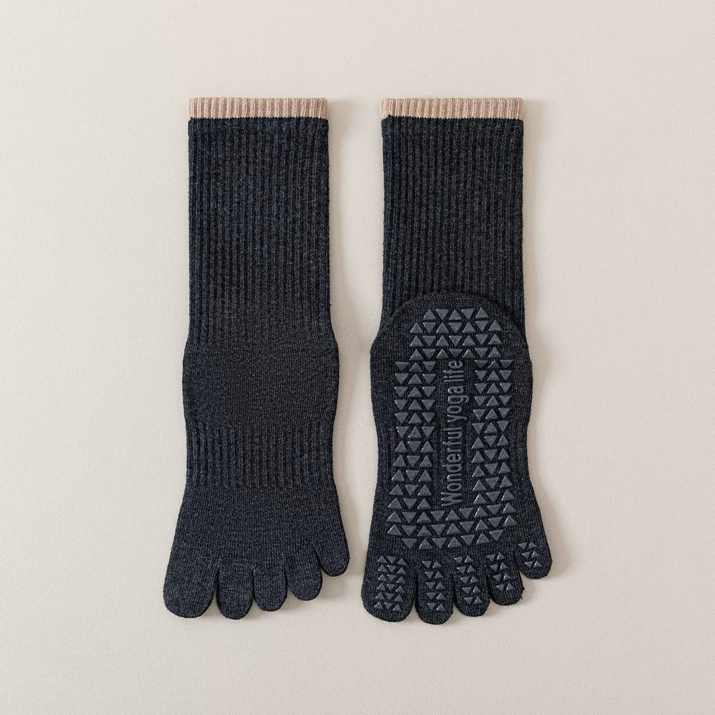 Findszx | Women’s Striped Five-Toe Yoga Socks with Grip for Pilates, Dance & Indoor Fitness