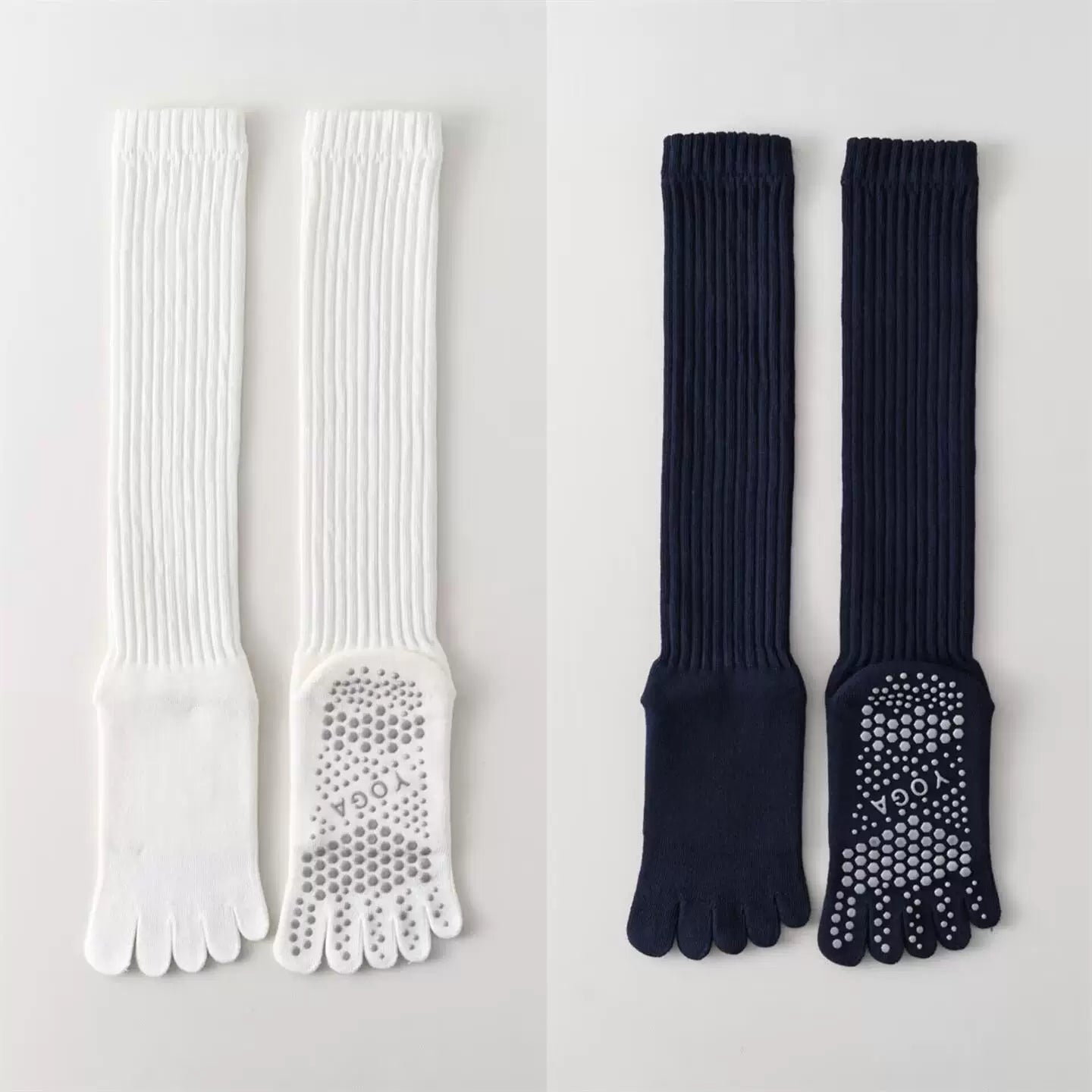 Findszx | Women’s Warm Long-Calf Five-Toe Yoga Socks with Grip for Pilates & Indoor Fitness