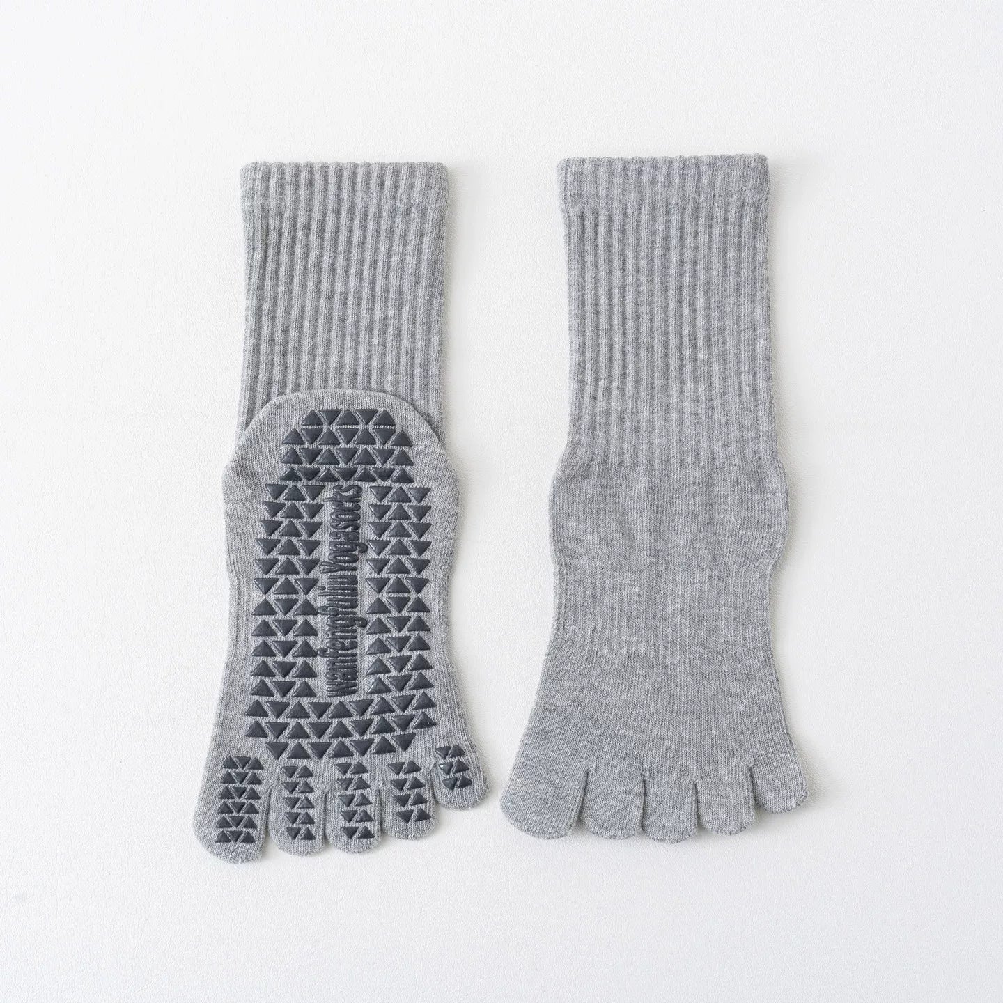 Findszx | Women’s Solid Color Mid-Calf Five-Toe Yoga Socks with Grip for Pilates & Indoor Fitness