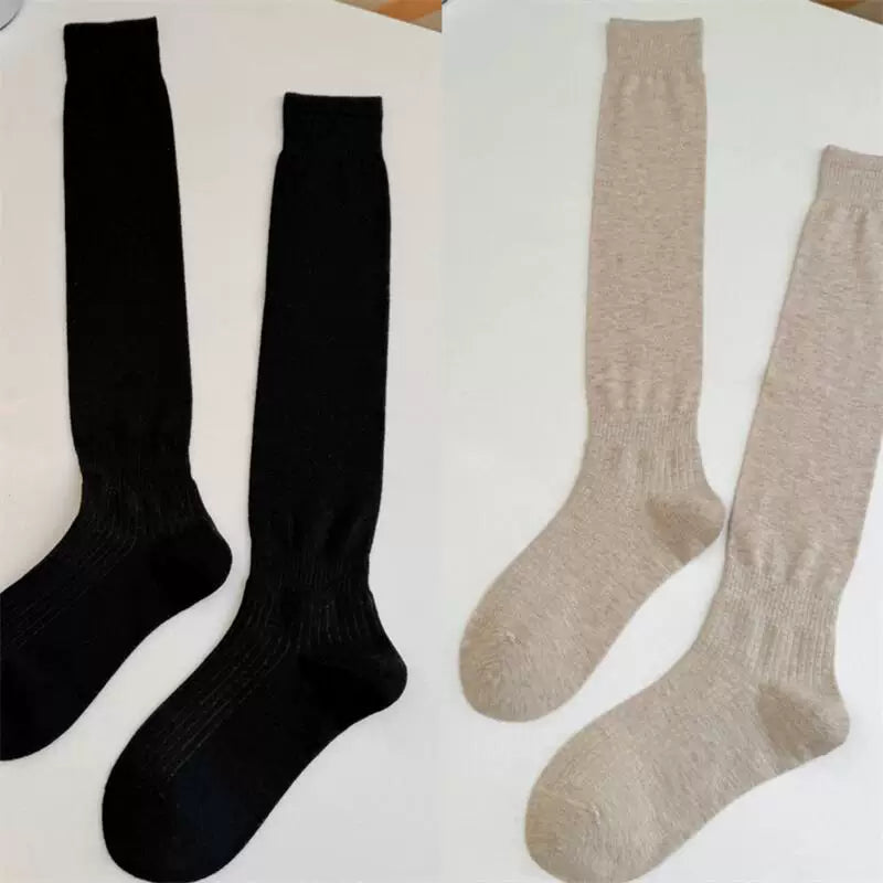 Findszx | Relaxed-Fit Knee-Length Socks for Women, Solid Color Design, Spring & Summer Everyday Style