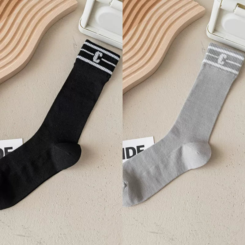 Findszx | Women’s Ultra-Light Mid-Calf Mesh Cotton Socks with Letter Detail for Spring & Summer Wear