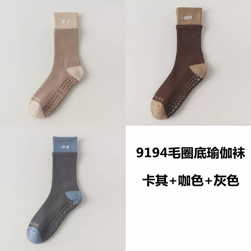 Findszx | Women’s Cushioned Mid-Calf Cotton Yoga Socks with Grip for Pilates & Indoor Fitness