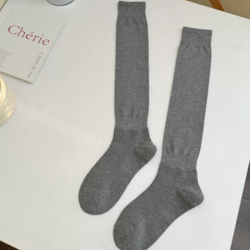 Findszx | Relaxed-Fit Knee-Length Socks for Women, Solid Color Design, Spring & Summer Everyday Style