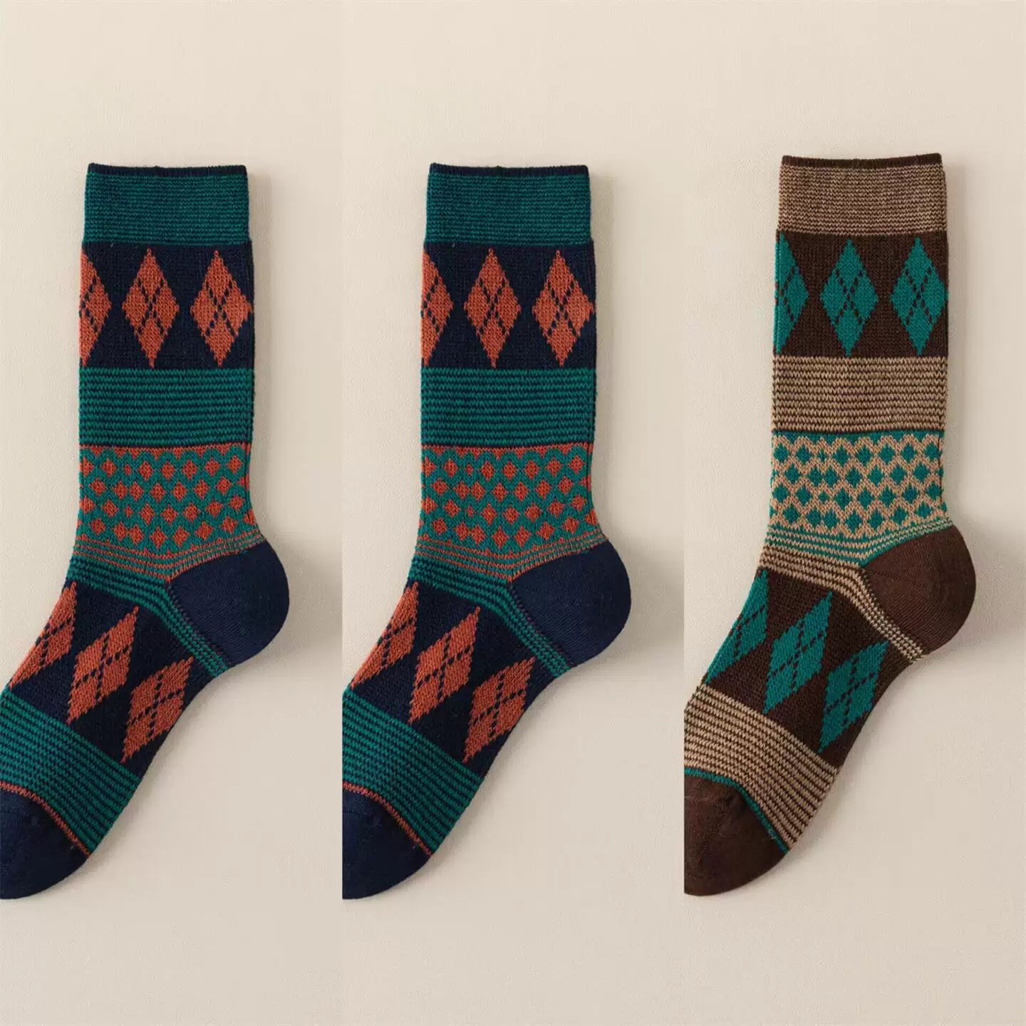 Findszx | Women’s Double-Knit Mid-Calf Cotton Socks with Soft Pile Texture for Spring & Autumn Wear