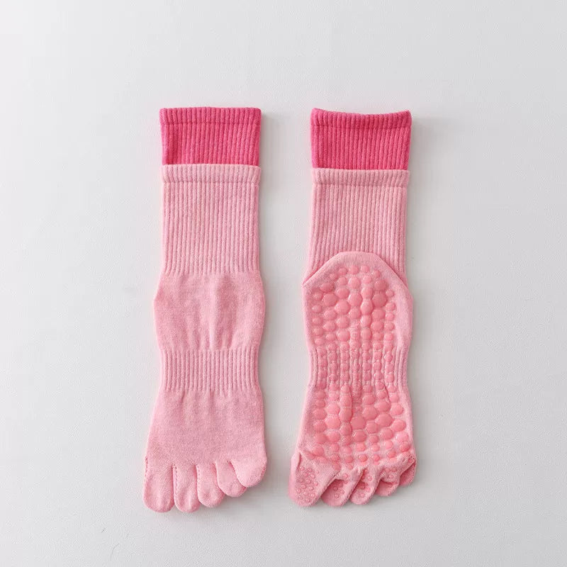 Findszx | Women’s Mid-Calf Five-Toe Yoga Socks with Grip for Pilates, Dance & Indoor Training