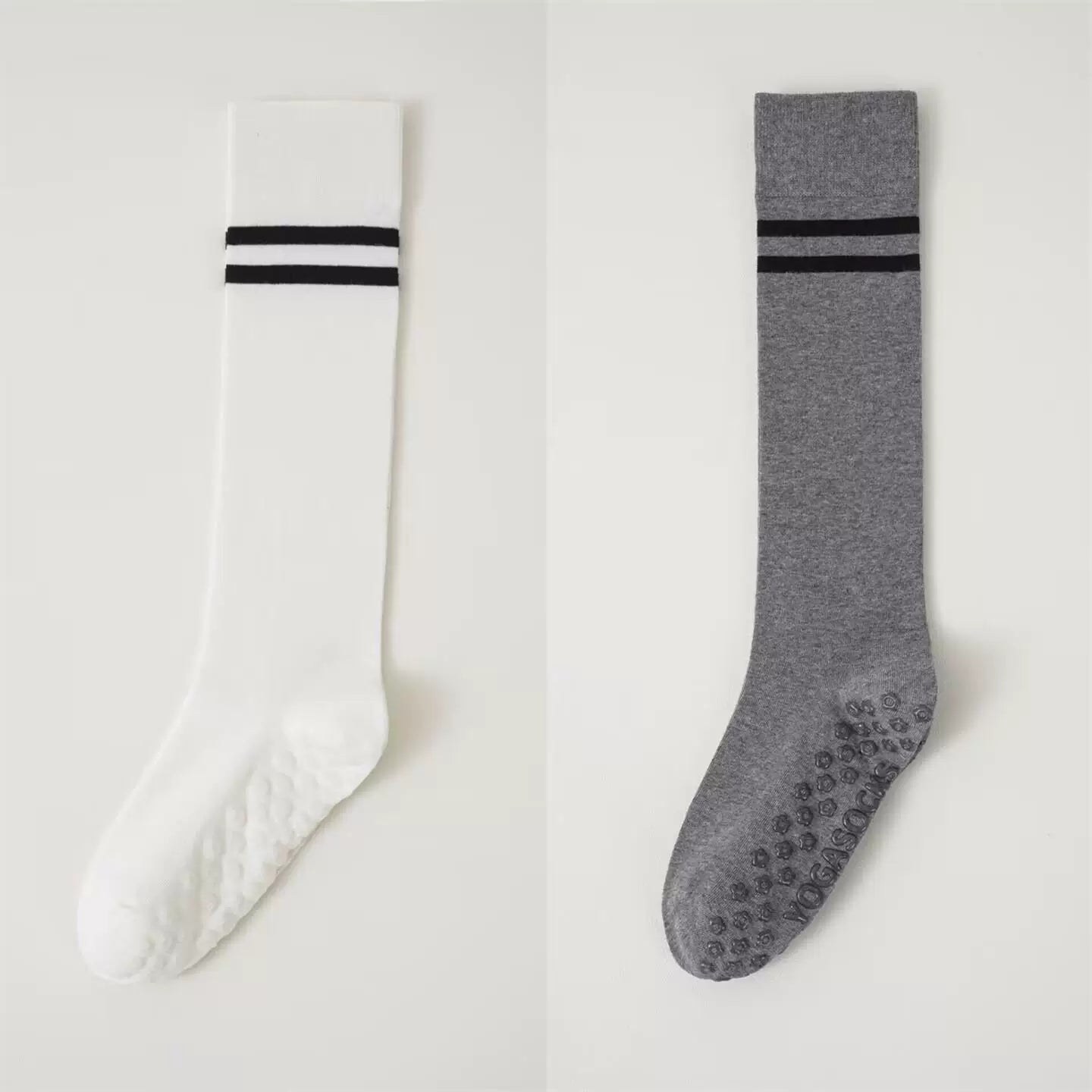 Findszx | Women’s Striped Long-Calf Yoga Socks with Grip for Pilates & Indoor Training