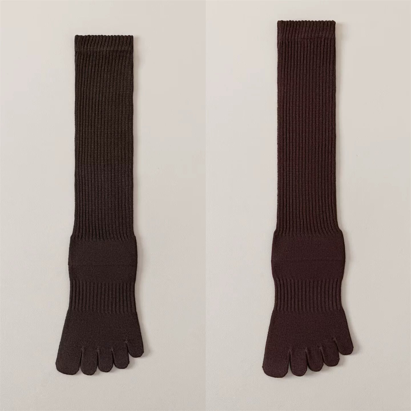 Findszx | Women’s Split-Toe Long Calf Socks in Warm Neutral Tones for Spring & Autumn Styling