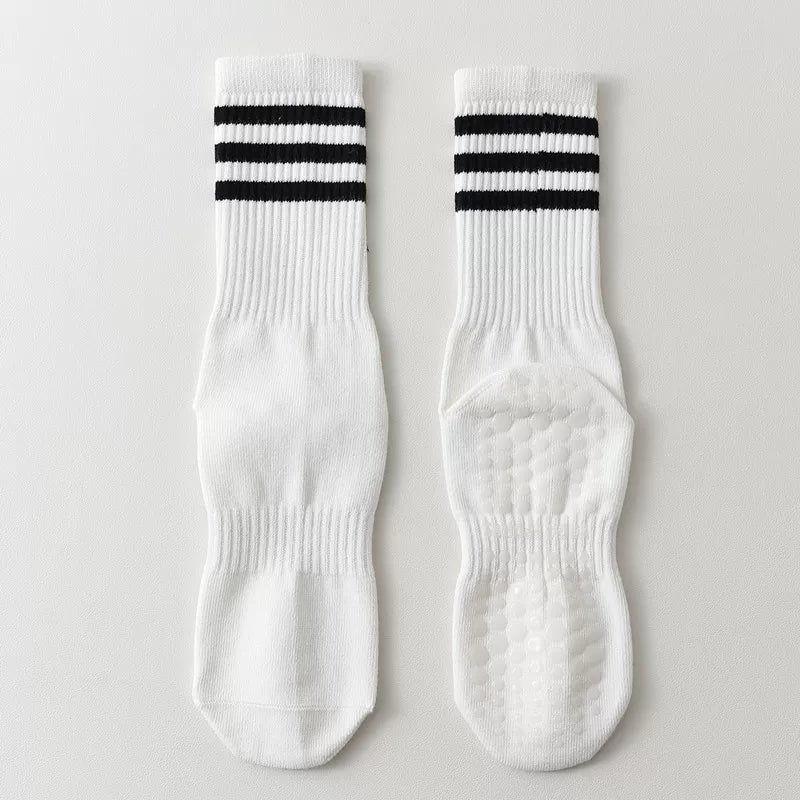 Findszx | Women’s Striped Mid-Calf Yoga Socks with Grip for Pilates, Barre & Indoor Training