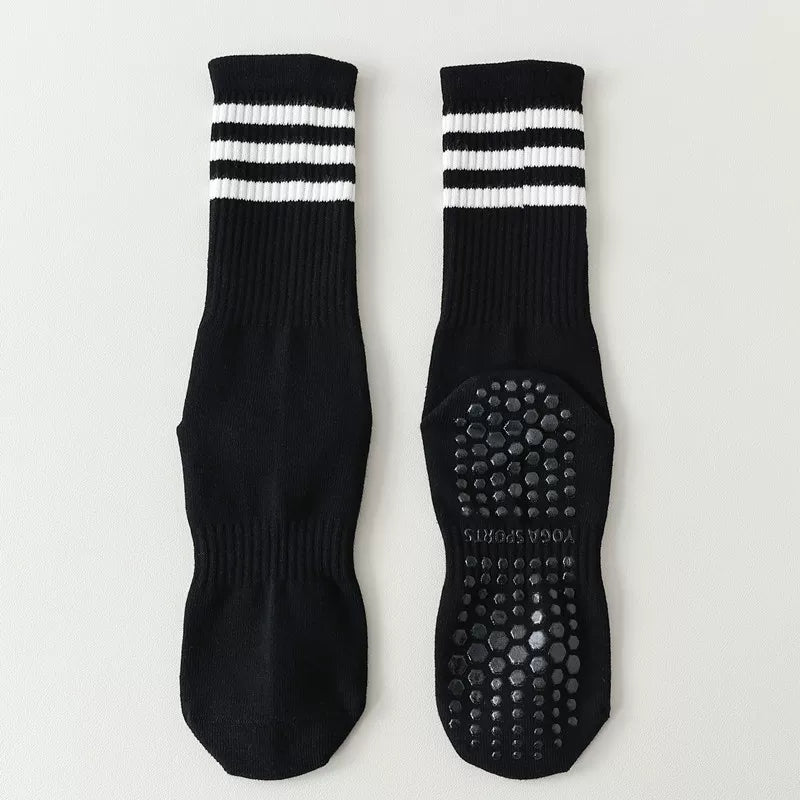 Findszx | Women’s Striped Mid-Calf Yoga Socks with Grip for Pilates, Barre & Indoor Training
